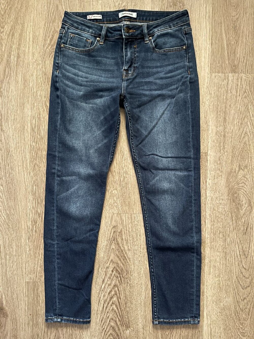 Vigoss Thompson Tomboy Medium Dark Wash Straight Leg Jeans Size 27